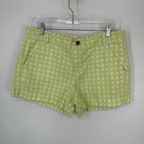 GAP Khaki Shorts Women size 6 Sunkissed Green Gingham 3.5 inseam - Picture 11 of 11